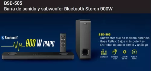 Barra de sonido y subwoofer 900 W PMPO Bluetooth* Stere
