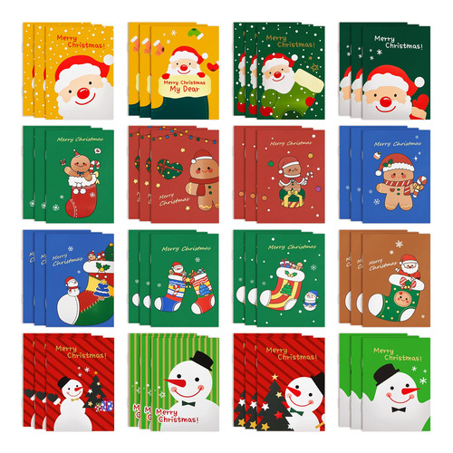 48 Pieza Mini Cuaderno Navidad Bloc Nota Bolsillo Bolsa Para