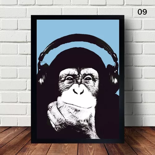 Quadro Poster Infantil macaco desenho