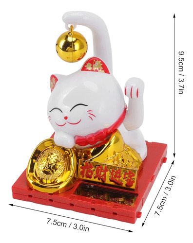 Gatito De La Suerte Solar Con Campanita