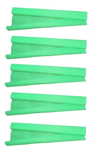 Kit Com 5 Folhas Papel Crepom Colorido Vmp 48cm X 2 Metros Cor Verde-claro