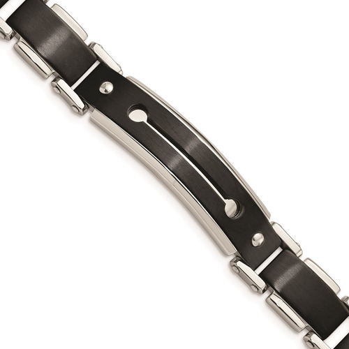 Brazalete Cincel De Acero Inoxidable Chapado En Ip Negro Par