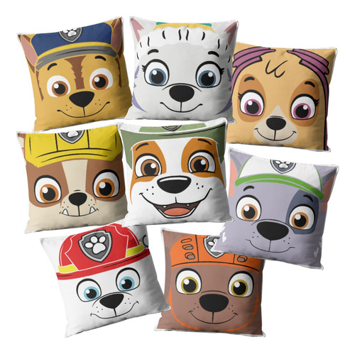 Set 8 Almohadones Decorativos 20x20 Personajes Paw Patrol