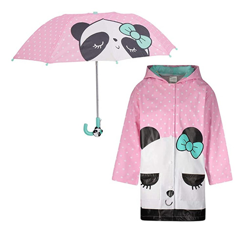 Panda Kids - Conjunto De Paraguas Y Abrigos De Lluvia Para N