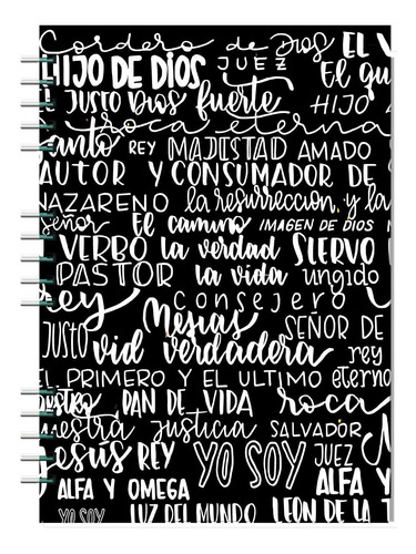 Cuaderno Mediano Tapa Dura - Lettering Negro