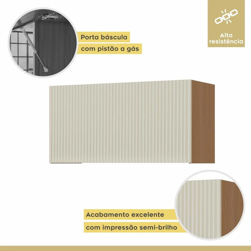 Armário De Cozinha Modular Aéreo 1 Porta 100% Mdf Simone Mendes 80c Cor Carval/offwhite