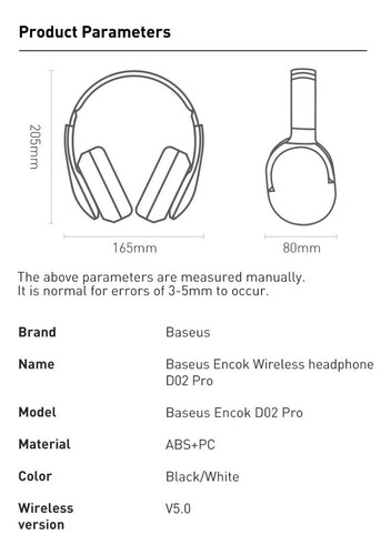 Fones De Ouvido Bluetooth Sem Fio Baseus D02 Pro Dobrável