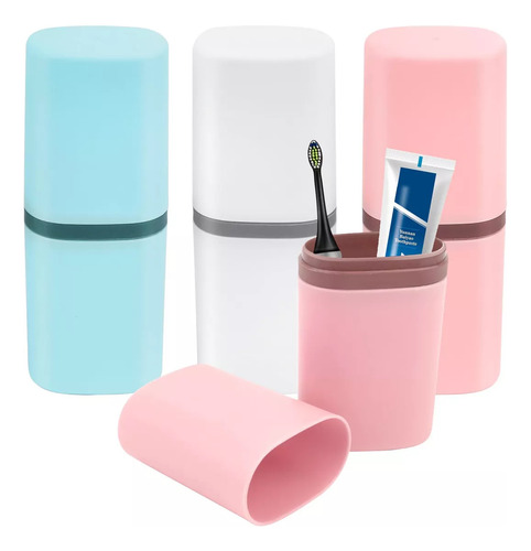 Estuche De Baño Porta Cepillo De Dientes Pasta Dental Y Vaso Organizador Compacto Y Práctico Para Viaje Y Uso Diario