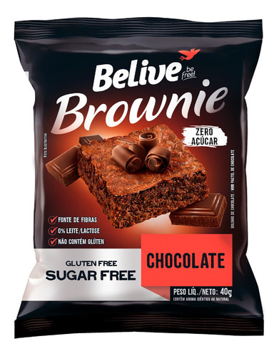 Brownie Chocolate Zero Belive 40g (10 Pacotes) Kit Belive