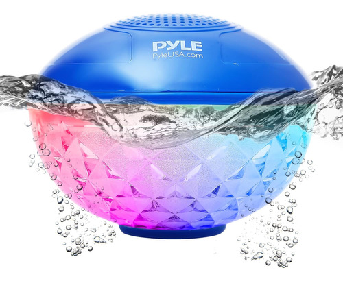 Pyle Altavoz Flotante Para Piscina Con Luces, Altavoces Blue