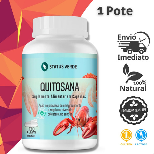 Quitosana Pura 100% Natural 120 Cáps - Status Verde