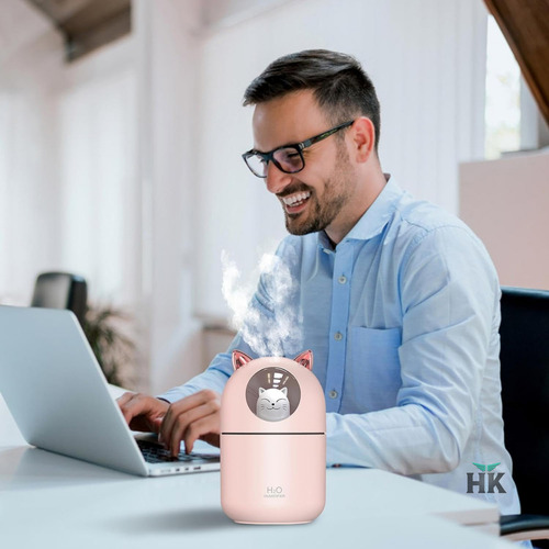 Umidificador Portátil Rosa Com Luz Rgb