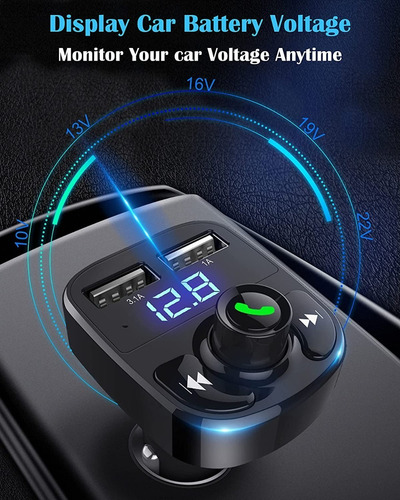 Imagen 7 de 8 de Bluetooth Para Carros Conector Cenicero 2 Puertos De Carga