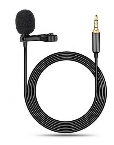 Microfone Lapela Presilha Giratória Cabo 1m Fixação Fácil Cor Preto