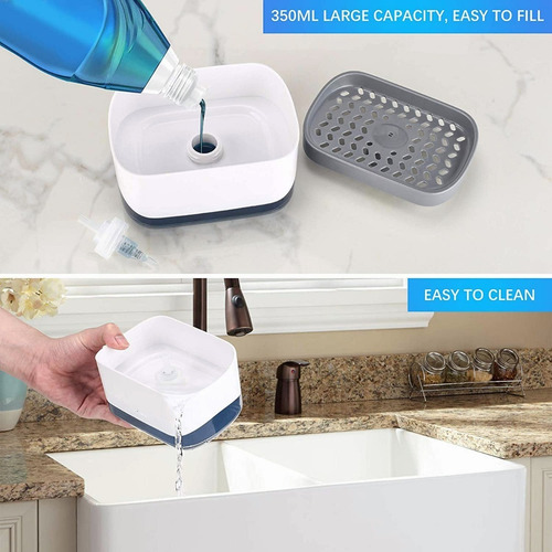 Imagen 3 de 9 de Dispensador De Jabón Para Cocina Con Jabonera 2 En 1