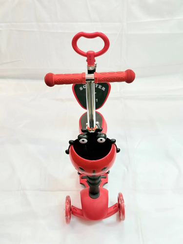 Scooter 5en1 Con De Pie Asiento Luces Led Mariquita 2-10años Rojo