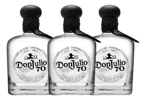 Paquete De 3 Tequila Don Julio 70 Cristalino 700 Ml