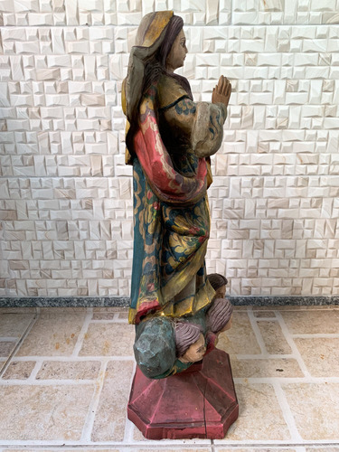 Imagem 9 de 10 de Antiga Santa Nossa Senhora Madeira 66cm