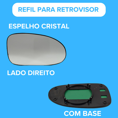 Refil Retrovisor Gol Bola 1994 A 1999 Lado Direito C/ Base