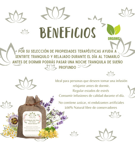 TĂ© Relajante 100% Natural Mezcla Calmante 50 Sobres 2g. C/u