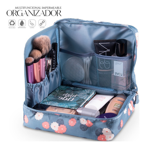 Bolsa Cosméticos Organizador De Viaje Portátil Impermeable Color Floreado