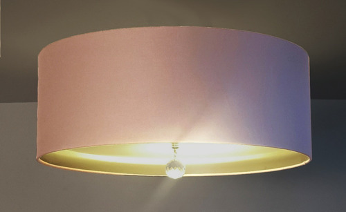 Luminária De Teto Plafon Interna Bronze 40x15cm Estrutura Rosa-bebê 127/220v