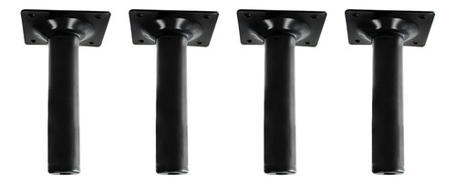 Kit 4 Pe Para Moveis De Aço Tubular Preto 10cm Sofa Armario