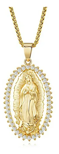 Collar Virgen De Guadalupe 18k Oro / San Judas Tadeo Colgant