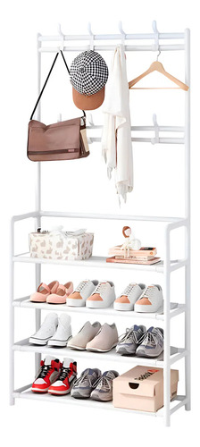 Zapatera Organizador Con Perchero Armario Mueble Para El Hogar Color Blanco