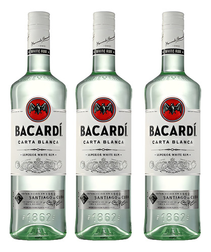 3 Bacardi Carta Blanca (980ml 37.5%) Ron