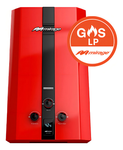 Calentador De Agua A Gas Lp Mirage Flux 10l Rojo Rojo Glp