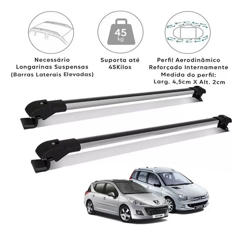 Travessa Teto 206 Sw Wagon 2003 Prata Aluminio