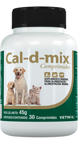 Suplemento Cal-d-mix 30 Comprimidos Vetnil Para Cães E Gatos