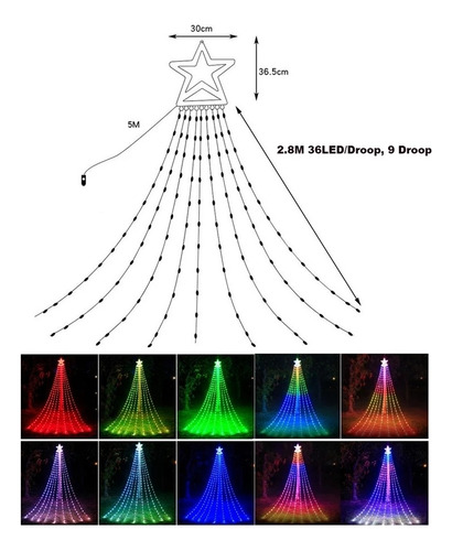 305 Led Waterfall Tree Light With Star Curtain, L .