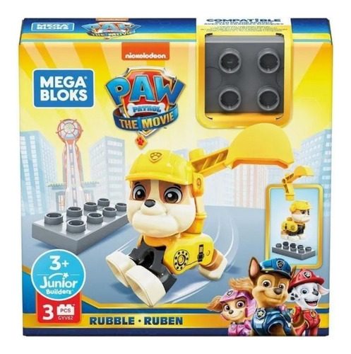 Paw Patrol Mega Bloks Set De 3 Fig Chase, Marshall Y Rubble 3 Paw Patrol