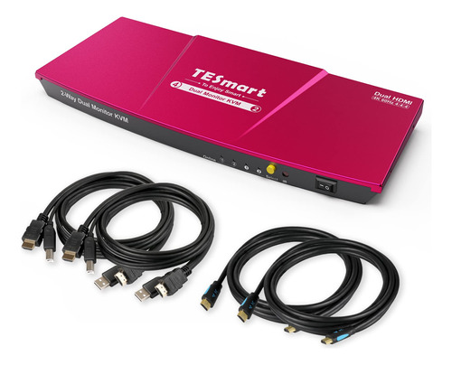 Tesmart Dual Hdmi 4x2 Conmutador Kvm De Doble Monitor 2 Puer