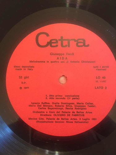 Aida Maria Callas Mario Del Monaco Taddei Vinilo Lp Box (Usado)
