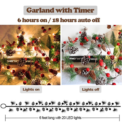 Guirnalda De Luces De Navidad Con Temporizador 2 Metros 20 L