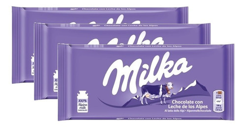 Kit 3 Chocolate Milka Alpine Ao Leite 100g