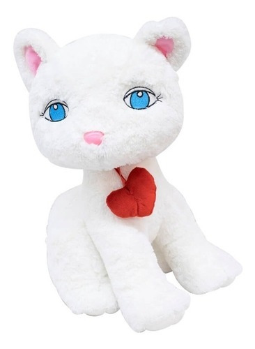 Gato Branco Com Coração 25cm - Pelúcia