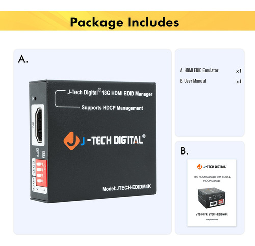 Emulador Hdmi Edid Hdcp Manager 4k60 Hz J-tech Digital Jtech