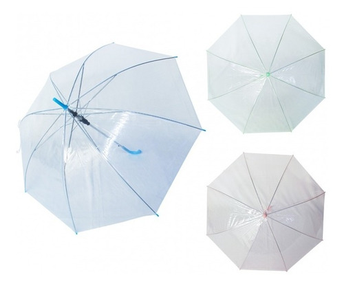 Sombrilla Translucida En Pvc Transparente 8cascos Sol Lluvia