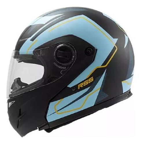 Casco Moto Hawk Nuevo Rebatible Doble Visor Celeste Mate Xl