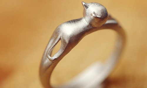 Anillo Reajustable De Plata Original 925 Con Forma De Gato