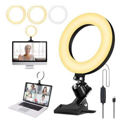 Aro Iluminación Led De Videoconferencia 16 Cm Con Pinza