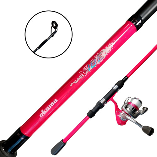 Kit Vara De Pesca 1,80m Rosa + Molinete Okuma Vibe - Maruri