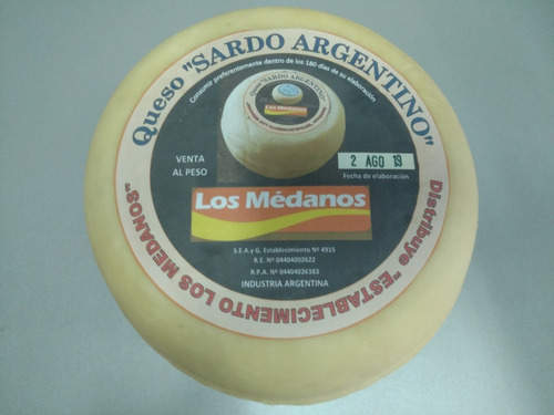 Queso Sardo Argentino, 1º Calidad Por Horma Al Peso, El Kg.