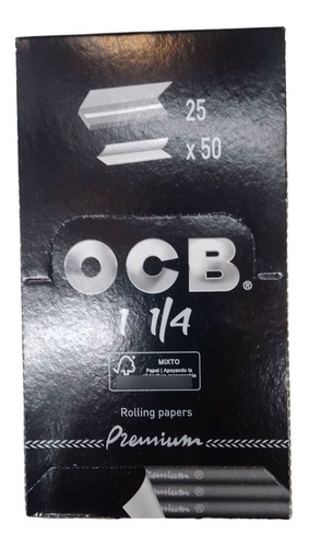 Papel Ocb Premium Caja X 25 Negro  78 Mm 1 1 1/4