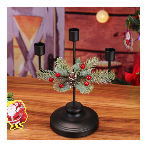 / Centro De Mesa For Velas Navideñas, Con 3 Candelabros En