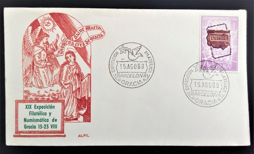 España, Sobre Xix Expo Filatélica Y Numis Gracia 1968 L15328